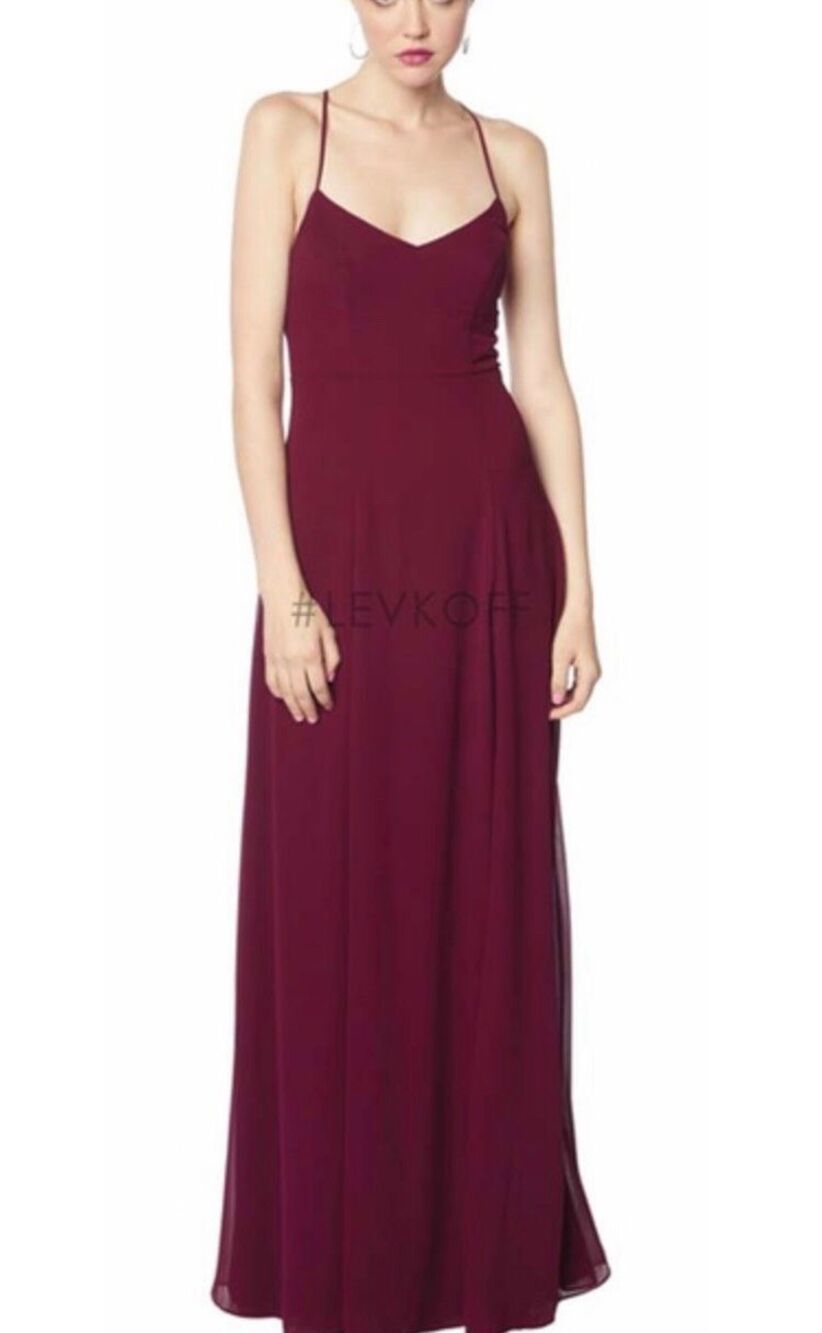 NWT Bill Levkoff Burgandy chiffon bridesmaid dress evening dress black tie dress